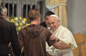 Pope Francis visits the St Francis of Assisi of the Providence of God Hospital in Rio de Janeiro.