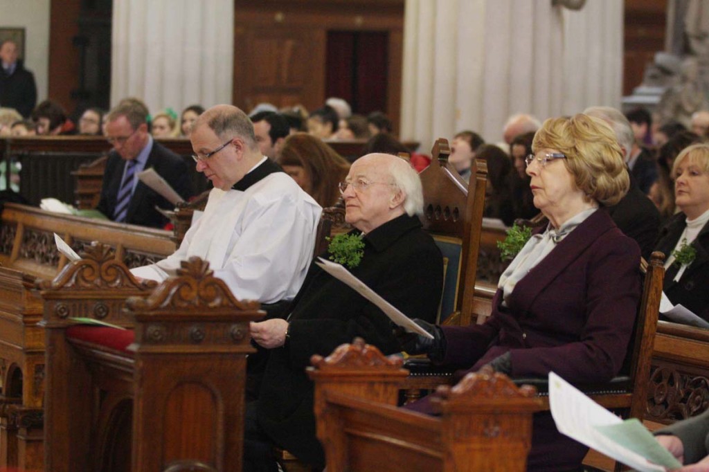 Mass for St Patrick's Day with President Michael D Higgins and Mrs Sabina Higgins at the Pro Cathedral in Dublin. 