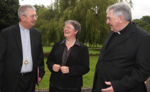 Pic shows l-r Archbishop Diarmuid Martin, who was keynote speaker at the conference, Colette Furlong, Cluster Catechist in Sligo and Bishop Liam McDaid, Bishop of Clogher and chair of the council for marriage and the family of the Irish Bishops Conference chatting before the start of the conference in Dublin. Pic John Mc Elroy. 