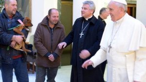 Pope Francis meets the homeless