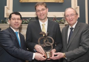 Senator Rónán Mullen, Magnus MacFarlane-Barrow, founder Mary's Meals and  Ceann Comhairle, Seán Barrett TD