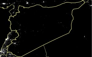 Satellite image of Syria by night taken February 2015