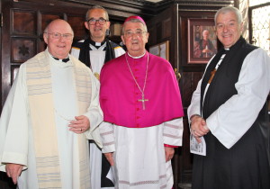 (l to r) Fr Conor Harper SJ, Dean Dermot Dunne, Archbishop Diarmuid Martin and Archbishop Michael Jackson. Pic Lynn Glanville