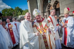Newly ordained Fr Sean O'Donnell and Bishop Donal McKeown