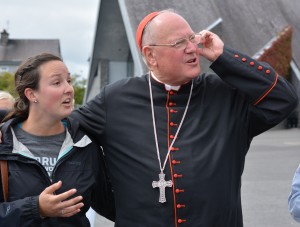 Cardinal Dolan with Clarissa Sutter from the US at Knock shrine. 