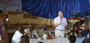 Prof Piot addressing Sierra Leone’s AIDS community on Ebola in Dec 2014. Credit: Heidi Larson 