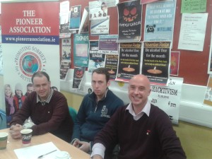 Thomas Small (President of Maynooth Pioneer Centre), Bede Nolan and Raymond O’Connor (Central Office)