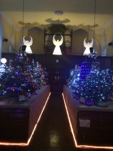 Inside St James Church, Crinken - the Christmas Tree Festival