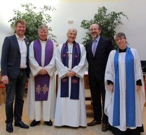  Philip McKinley, Fr Séamus McEntee, Archbishop Michael Jackson, Professor Brian MacCraith and Dr Anne Lodge. Pic courtesy: Lynn Glanville